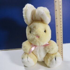 Vintage 80s Dakin Plush Rabbit Bunny Yellow & White